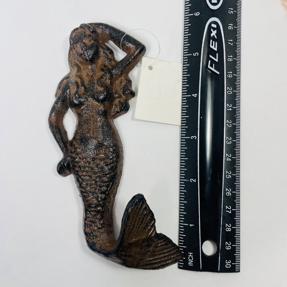 Nautical Mermaid Single Hook Storage Wall Hanger Coat Hook Hanger Metal 6” - Picture 4 of 4